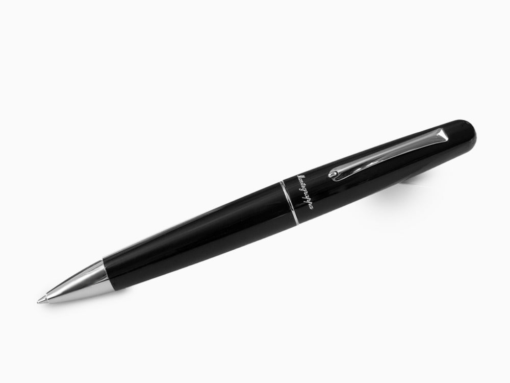 Bolígrafo Montegrappa Elmo 01, Resina Negra, Acero Inoxidable, ISEORBAC