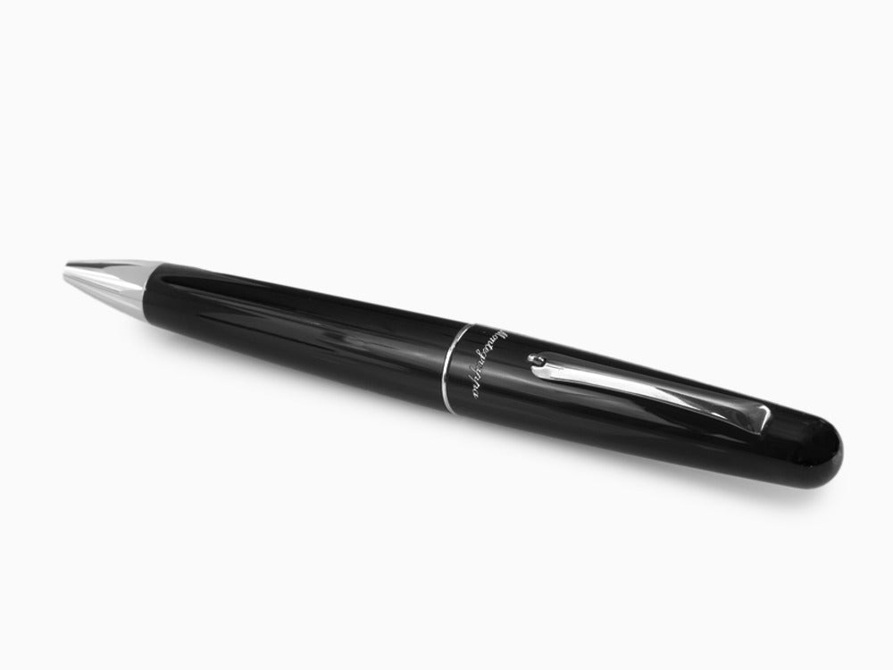 Bolígrafo Montegrappa Elmo 01, Resina Negra, Acero Inoxidable, ISEORBAC