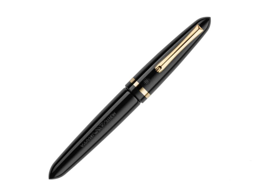 Pluma Estilográfica Montegrappa Venetia, Negro, PVD Oro, Acero, ISVEN-AC
