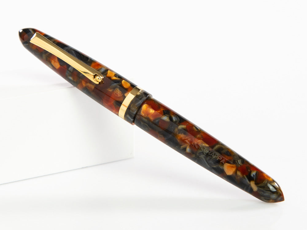 Roller Montegrappa Venetia Plume Agate, Naranja, PVD Oro, ISVENRAJ