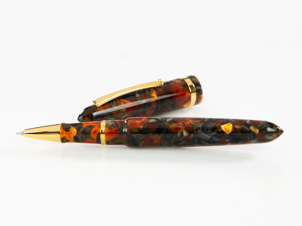 Roller Montegrappa Venetia Plume Agate, Naranja, PVD Oro, ISVENRAJ