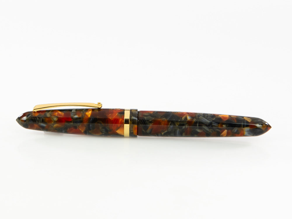 Roller Montegrappa Venetia Plume Agate, Naranja, PVD Oro, ISVENRAJ