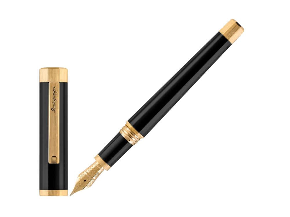 Pluma Estilográfica Montegrappa Otto, Negro, PVD Oro, ISZ8I-8Y