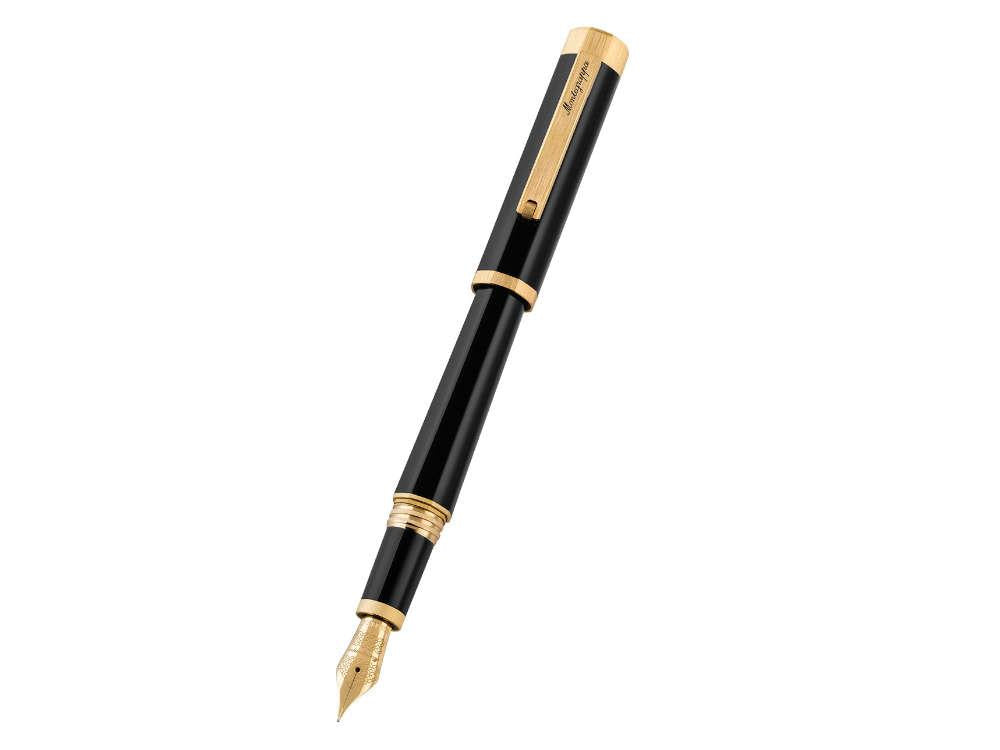 Pluma Estilográfica Montegrappa Otto, Negro, PVD Oro, ISZ8I-8Y