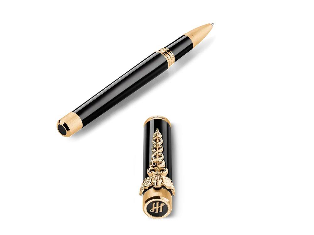 Roller Montegrappa Zero Caduceus Yellow Gold, Negro, ISZECRIY