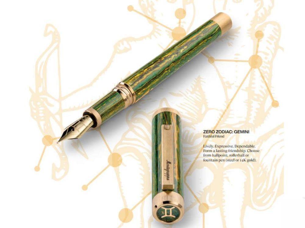 Estilográfica Montegrappa Zero Zodiac Geminis, 14K, LE, ISZEZ-4Y-G7