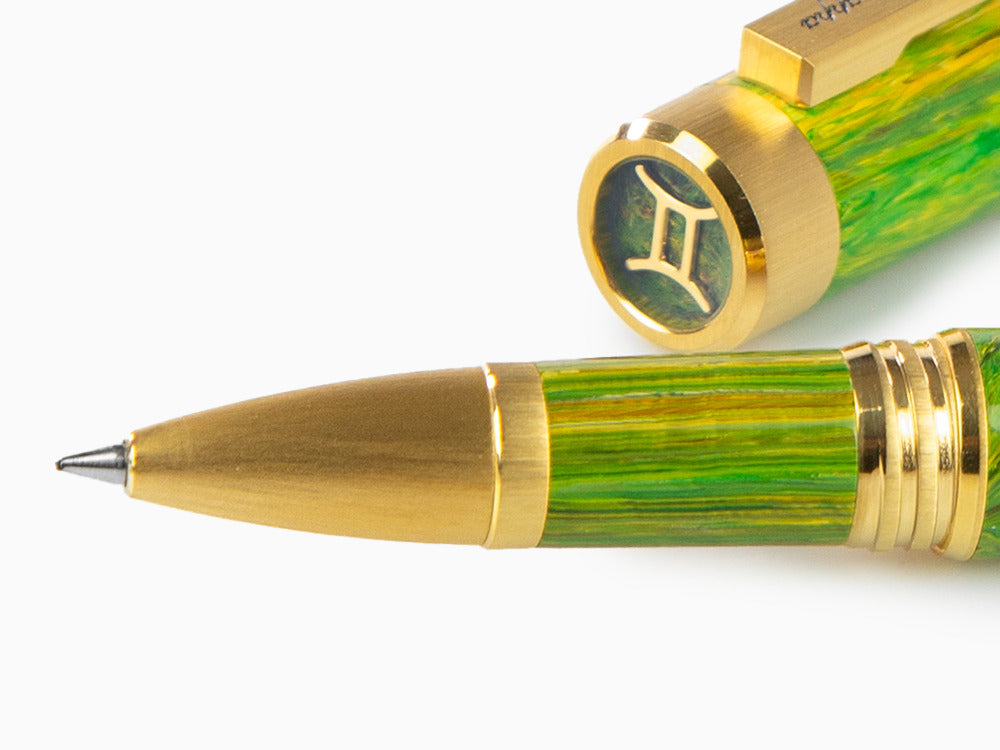 Roller Montegrappa Zero Zodiac Geminis, Verde, PVD Oro, ISZEZRIY-G7