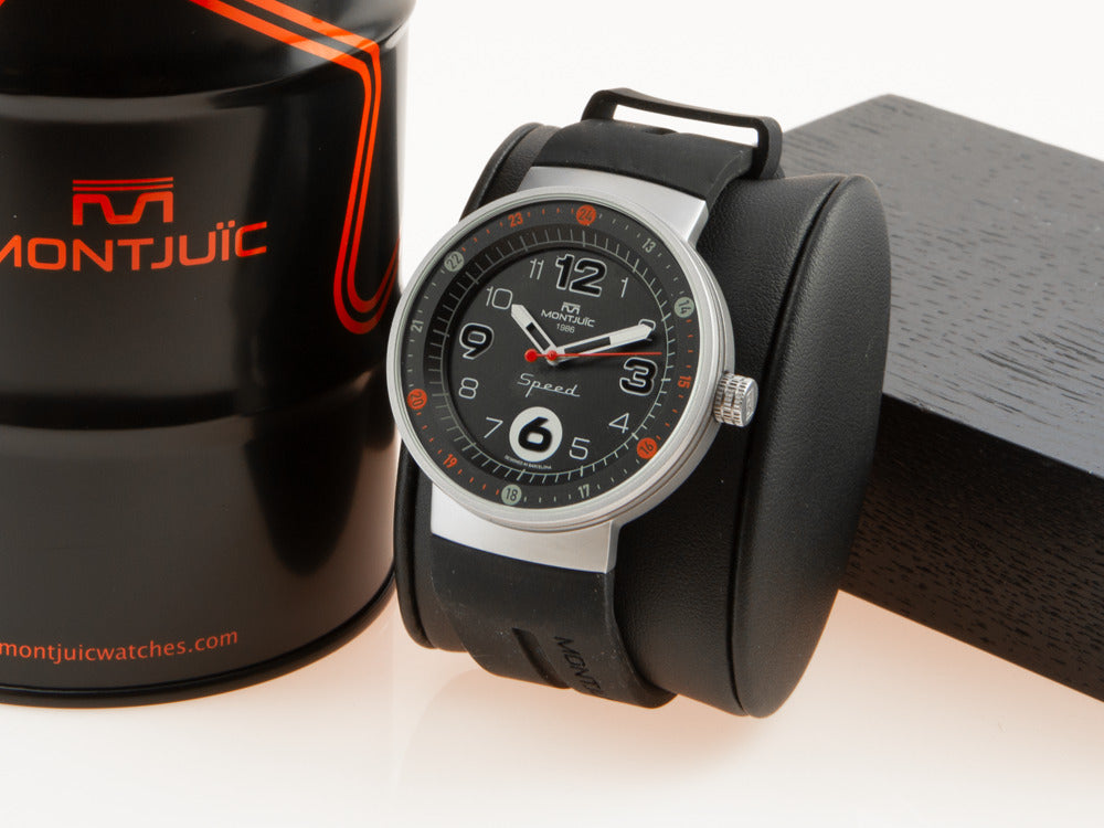 Reloj de Cuarzo Montjuic Standard, Acero Inoxidable, Negro, 43 mm, MJ1.0101.S