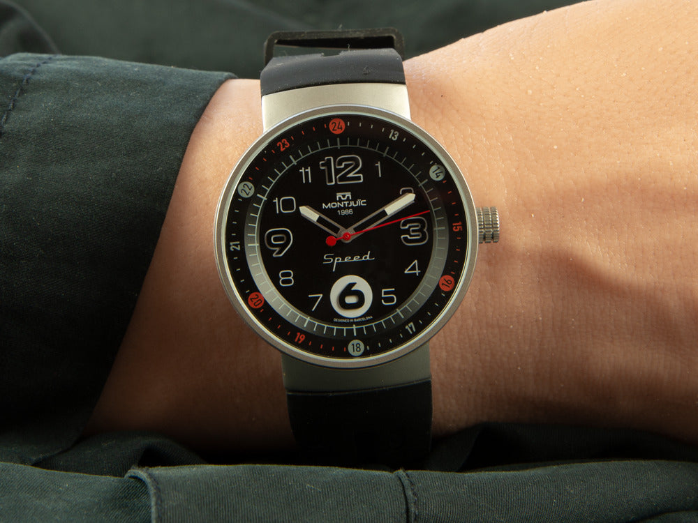 Reloj de Cuarzo Montjuic Standard, Acero Inoxidable, Negro, 43 mm, MJ1.0101.S