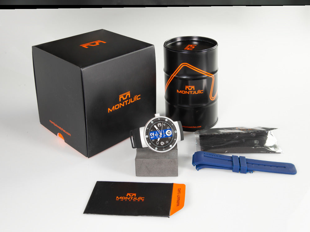 Reloj de Cuarzo Montjuic Sport, Acero Inoxidable 316L, Negro, 43 mm, MJ1.0703.S