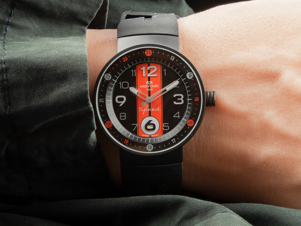 Reloj de Cuarzo Montjuic Sport, Acero Inoxidable 316L, Negro, 43 mm, MJ1.0801.B