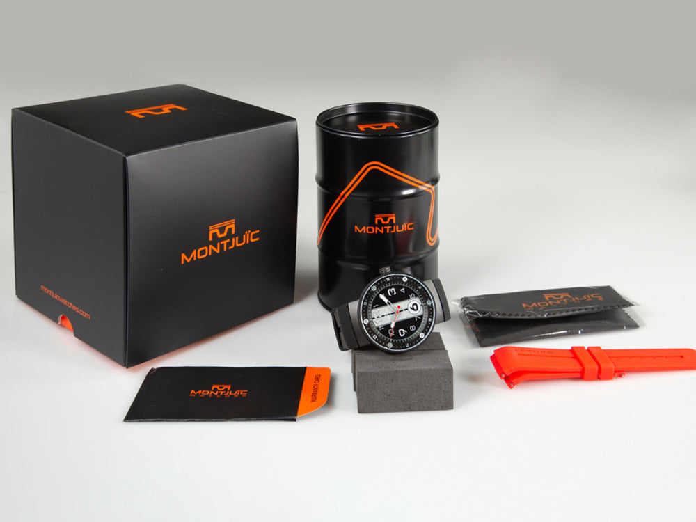 Reloj de Cuarzo Montjuic Sport, Acero Inoxidable 316L, Negro, 43 mm, MJ1.0903.B