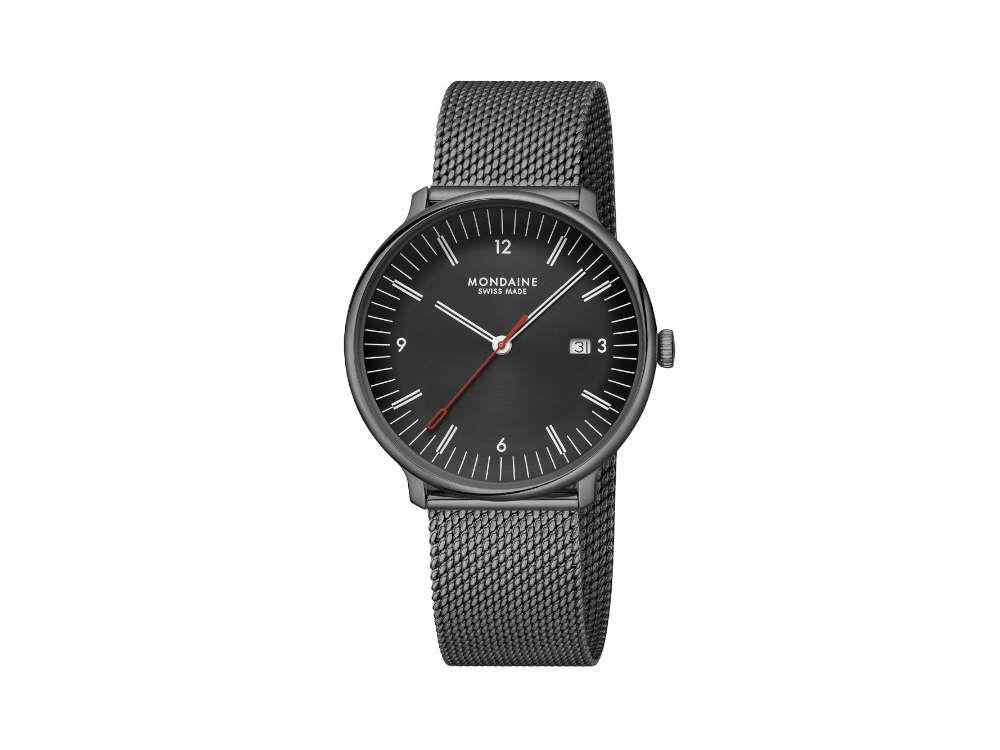 Reloj de Cuarzo Mondaine Doppio IP Gun, Negro, 41 mm, MLE.41220.SM