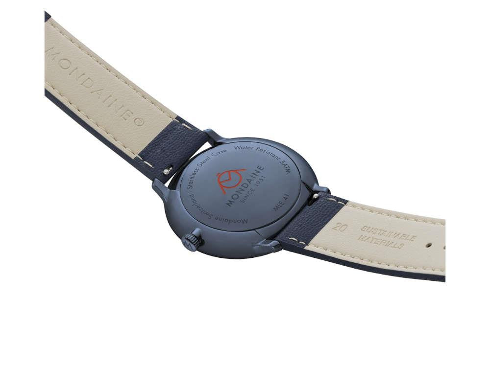 Reloj de Cuarzo Mondaine Doppio IP, Azul, 41 mm, MLE.41240.LDV