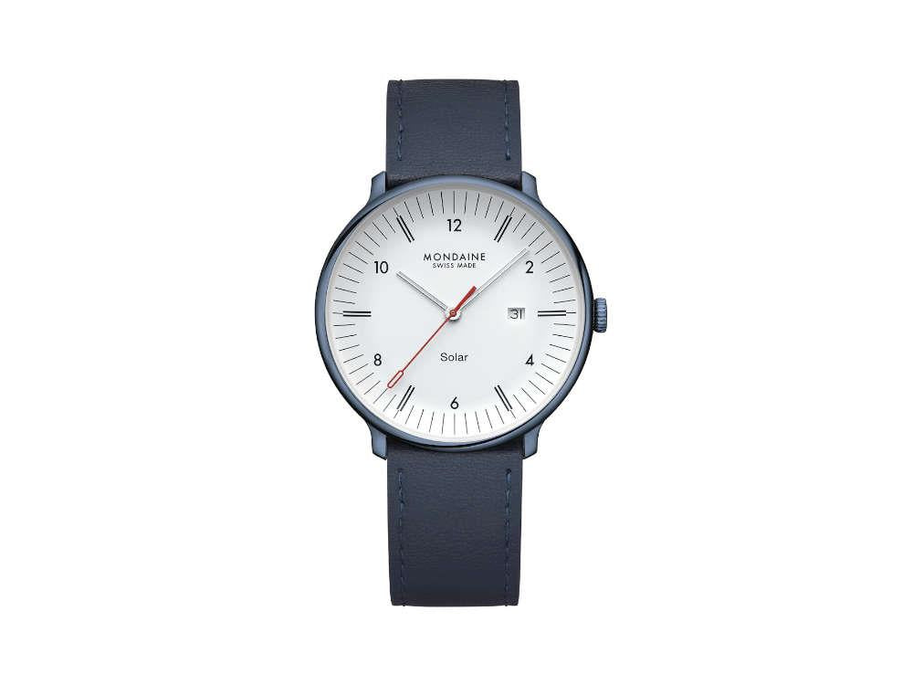 Reloj de Cuarzo Solar Mondaine Doppio IP, Blanco, 41 mm, MLE.41910.LQV