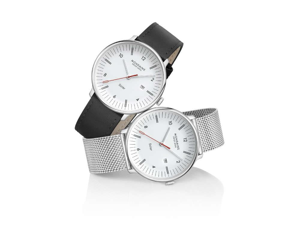 Reloj de Cuarzo Solar Mondaine Doppio, Blanco, 41 mm, MLE.41910.SM
