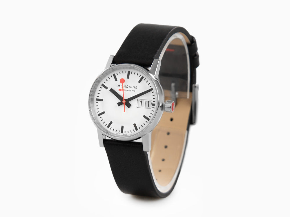 Reloj de Cuarzo Mondaine SBB Evo2, Blanco, 30mm, Día, MSE.30210.LB
