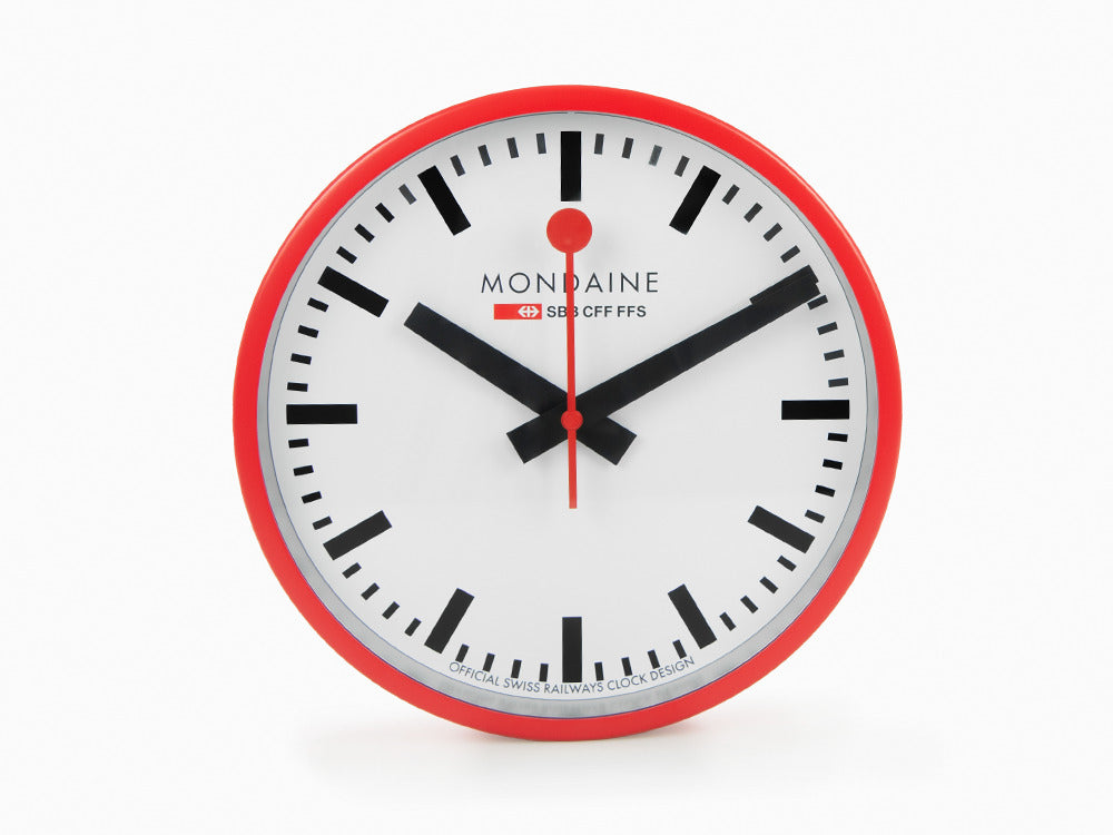 Reloj de Cuarzo Mondaine Clocks, Aluminio, Rojo, 25cm, A990.CLOCK.11SBC