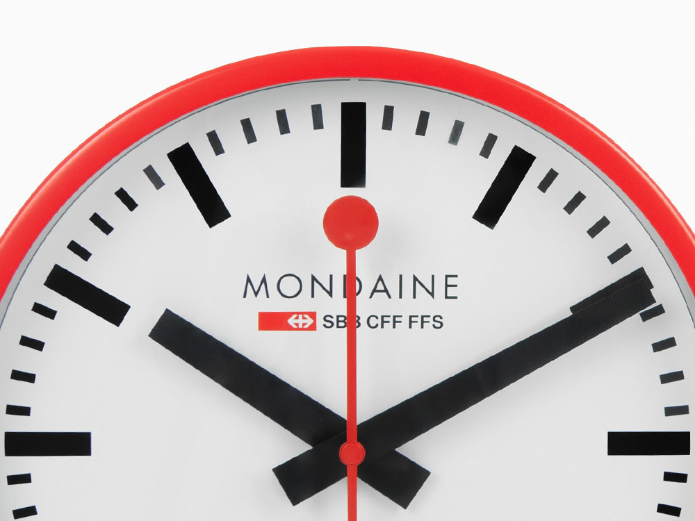 Reloj de Cuarzo Mondaine Clocks, Aluminio, Rojo, 25cm, A990.CLOCK.11SBC