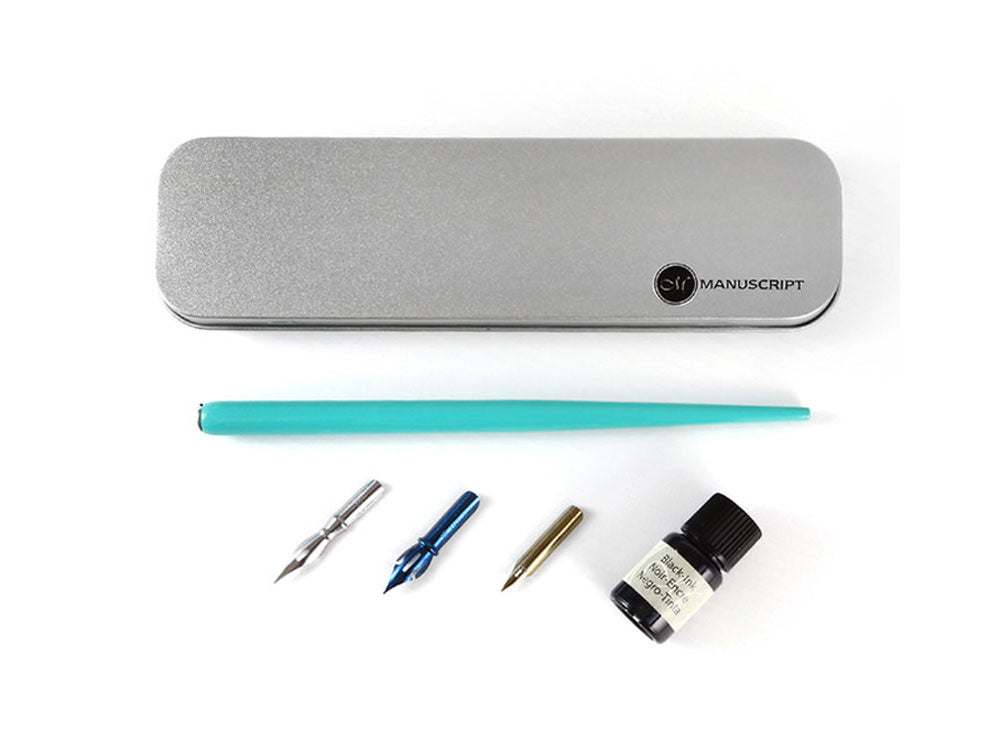 Set de caligrafía Moderna Manuscript, Turquesa, Acero, MDP400