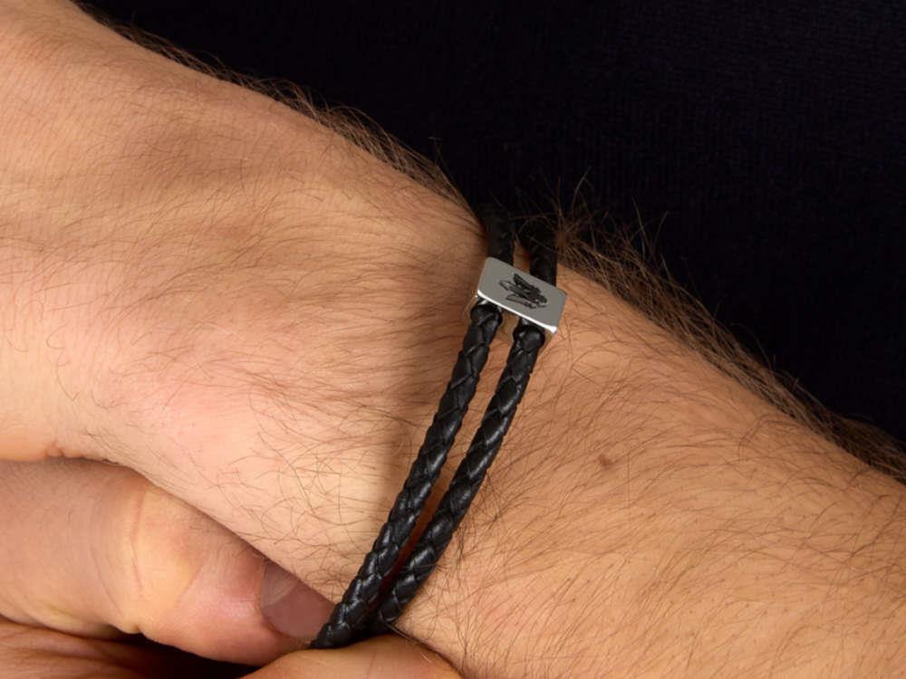 Pulsera Maserati Gioielli Cuero, Negro, Acero Inoxidable, JM226AVE44