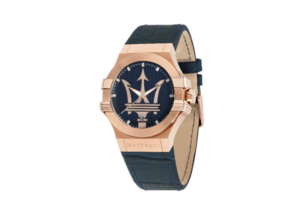 Reloj de Cuarzo Maserati Potenza, PVD Oro Rosa, Azul, 42 mm, R8851108027