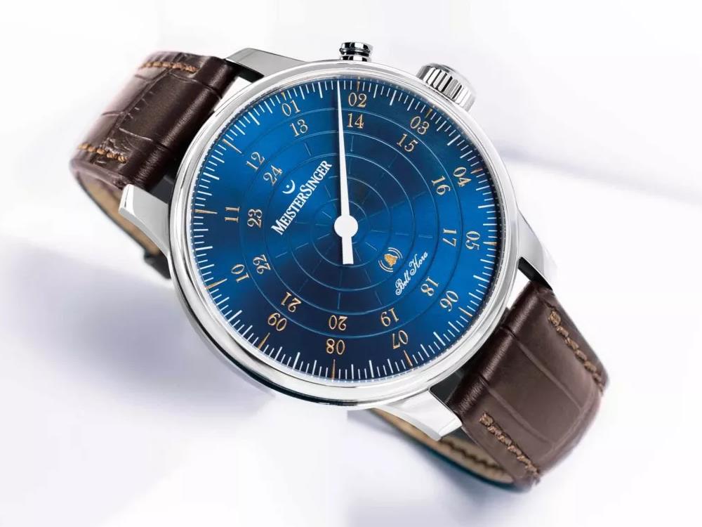 Reloj Automático Meistersinger Bell Hora, SW 200, Azul, 43 mm, BHO918G