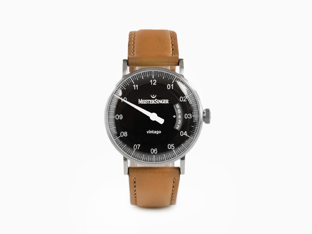 Reloj Automático Meistersinger Vintago, SW 200-1, 38 mm, Negro, VT902