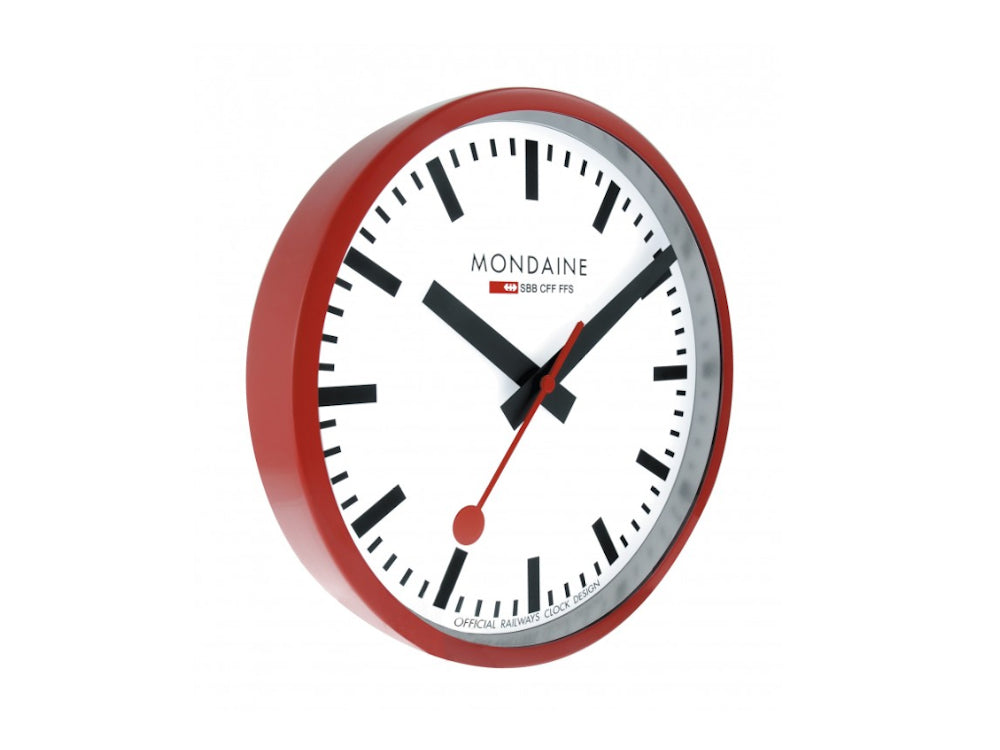 Reloj de Cuarzo Mondaine Clocks, Aluminio, Rojo, 25cm, A990.CLOCK.11SBC