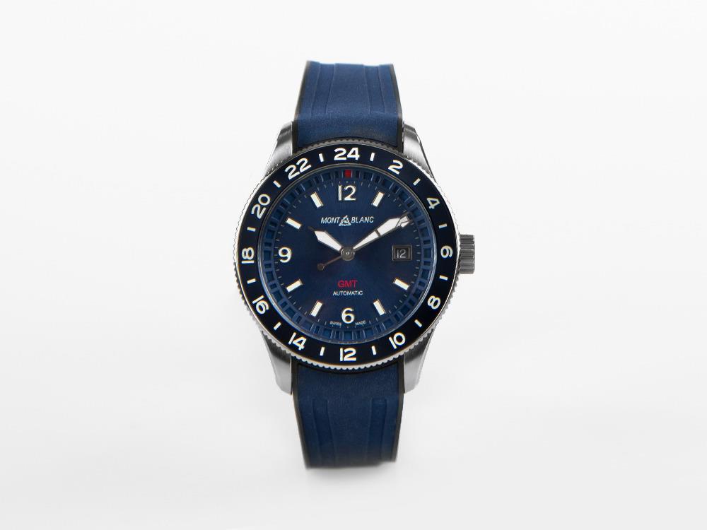 Reloj Automático Montblanc 1858 GMT, Acero Inoxidable, Azul, 42 mm, 129617