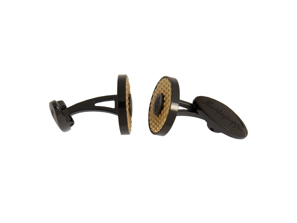 Gemelos Montegrappa Clou Ambigram, Acero, IP Black & IP Yellow Gold, IDA3CLBY