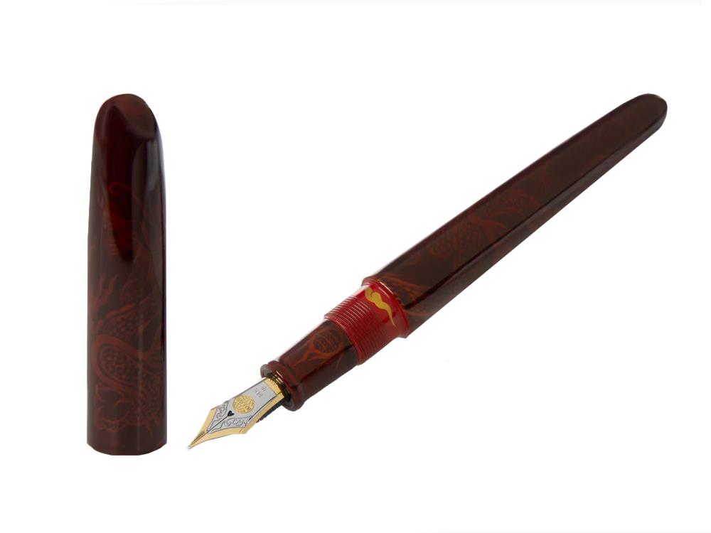 Pluma Estilográfica Nakaya Makie, Aka-Tamenuri, Portable, Ebonita