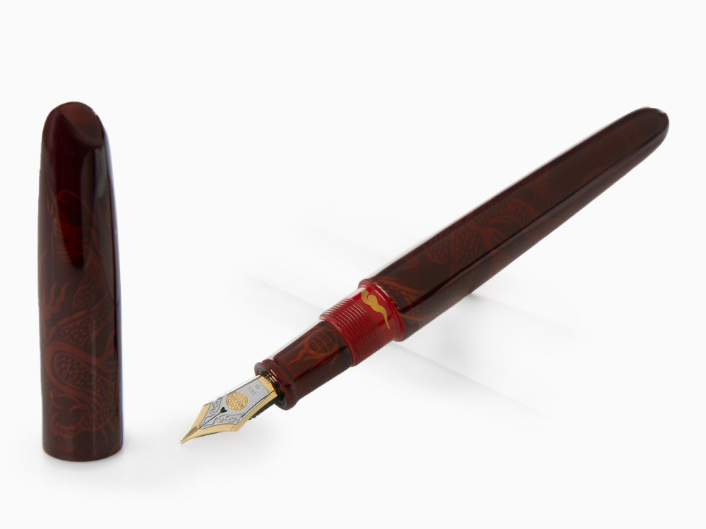 Pluma Estilográfica Nakaya Makie, Aka-Tamenuri, Portable, Ebonita
