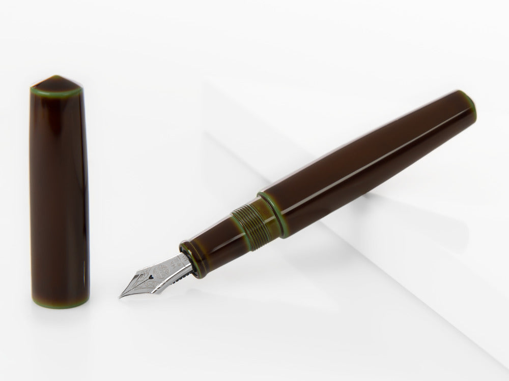 Pluma Estilográfica Nakaya Cigar Piccolo, Heki-Tamenuri, Oro 14k rodio
