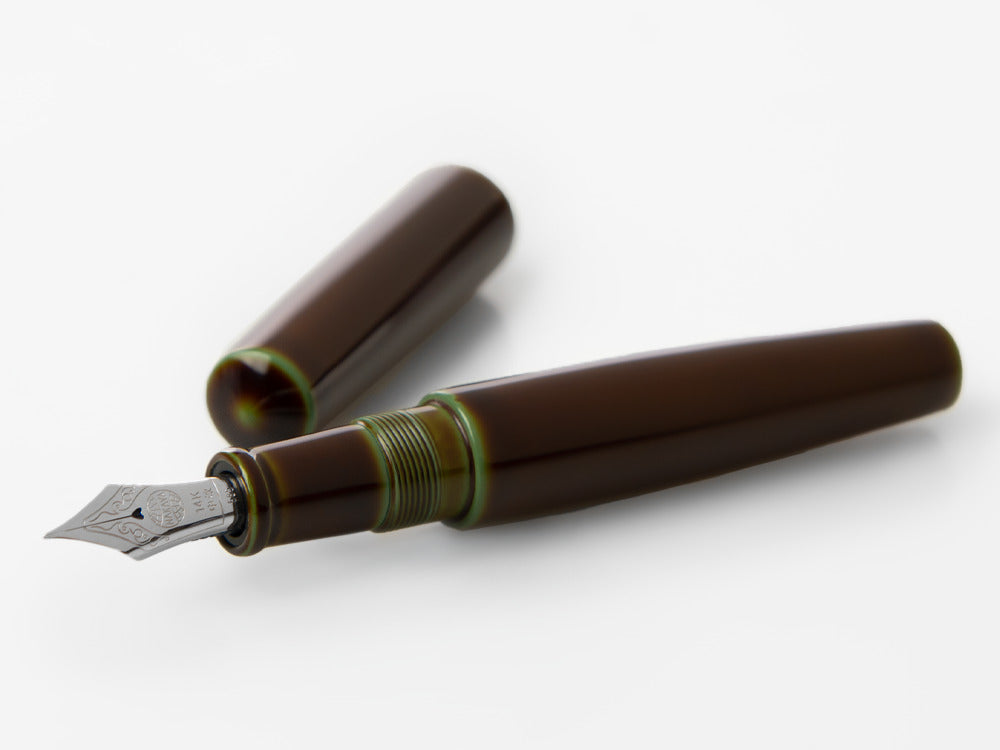 Pluma Estilográfica Nakaya Cigar Piccolo, Heki-Tamenuri, Oro 14k rodio