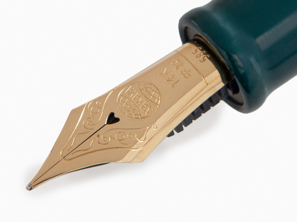 Estilográfica Nakaya Cigar Piccolo, Midori, Ebonita, Ebonita, Oro 14k