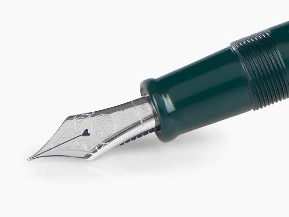 Pluma Estilográfica Nakaya Cigar Portable, Midori, Ebonita, 14k/rodio