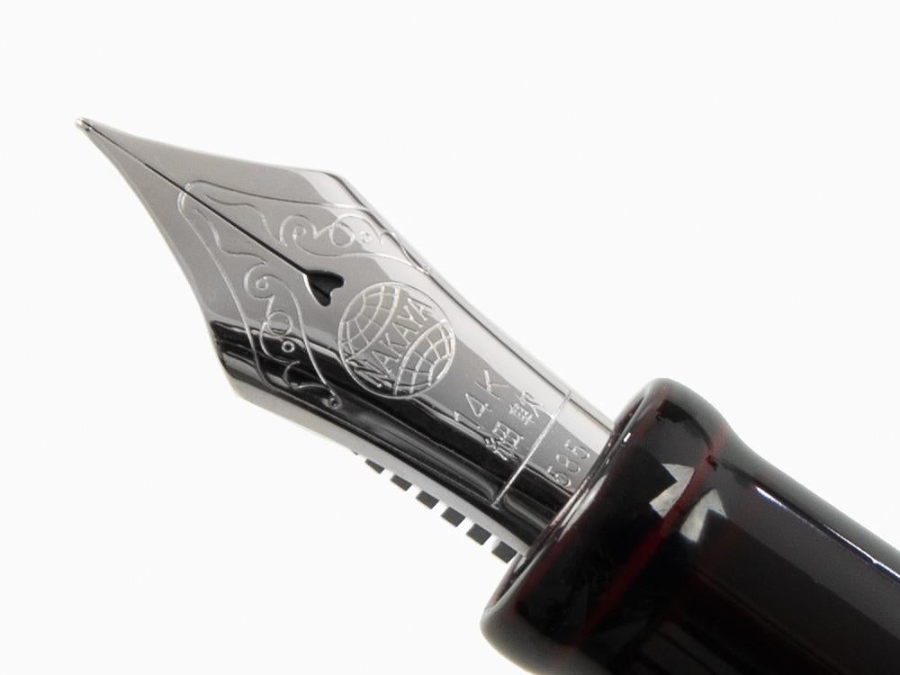 Pluma Estilográfica Nakaya Writer Long Kuro-Tamenuri, Ebonita, Rodiado