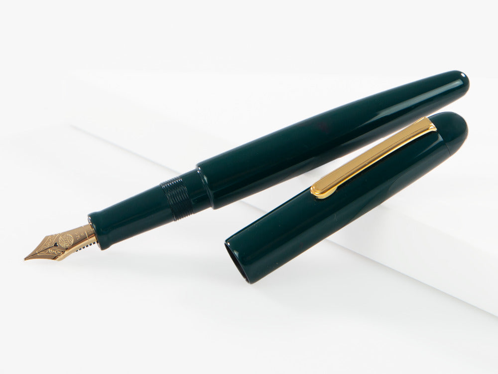 Pluma Estilográfica Nakaya Writer Long Midori, Ebonita, Bañado en oro