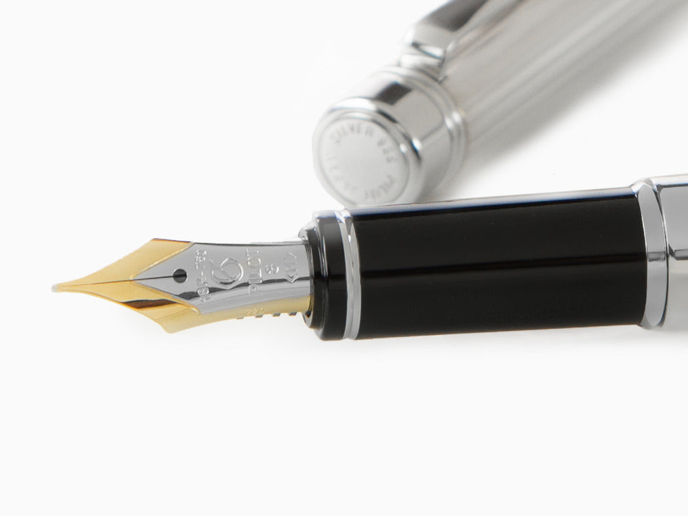 Pluma Estilográfica Pilot Grance Stripe, Rodio, Plata, FGNZ-35SS-GS