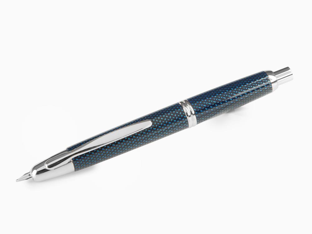 Estilográfica Pilot Capless Vanishing Fibra de Carbono Azul, Cromo