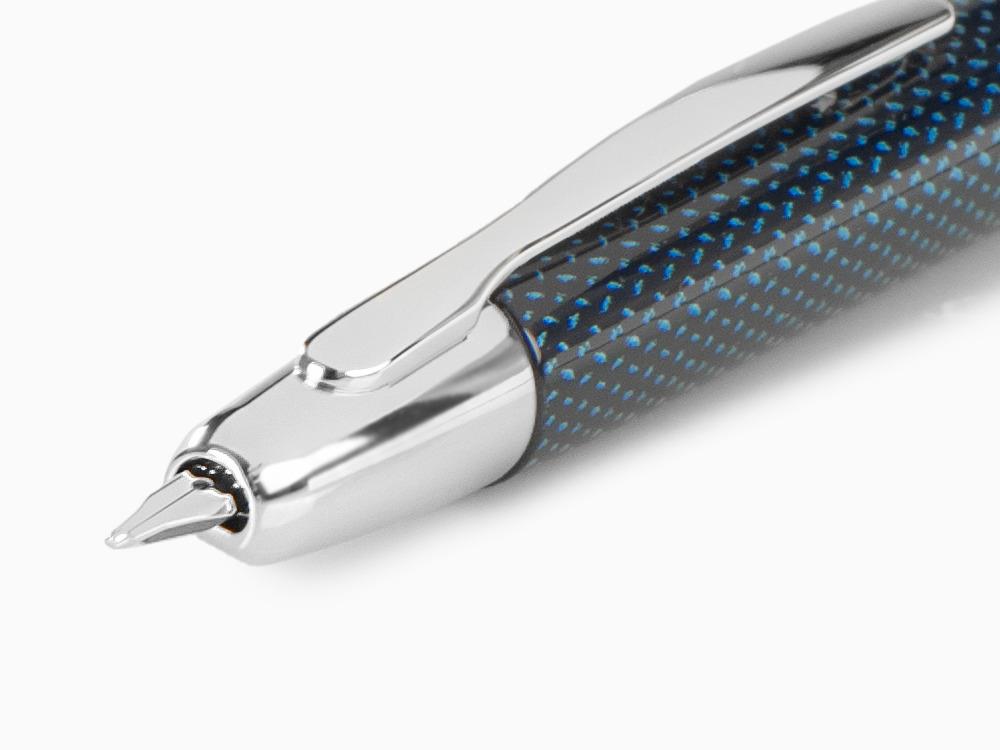Estilográfica Pilot Capless Vanishing Fibra de Carbono Azul, Cromo