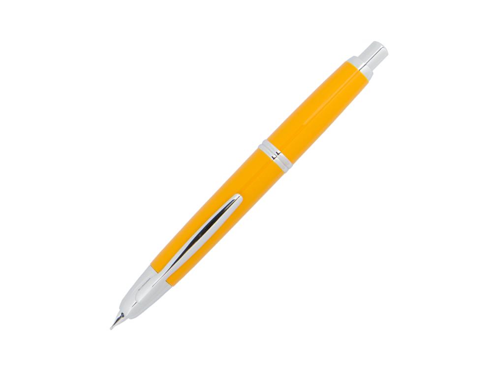 Estilográfica Pilot Retráctil Amarilla "Capless", Laca, Cromo