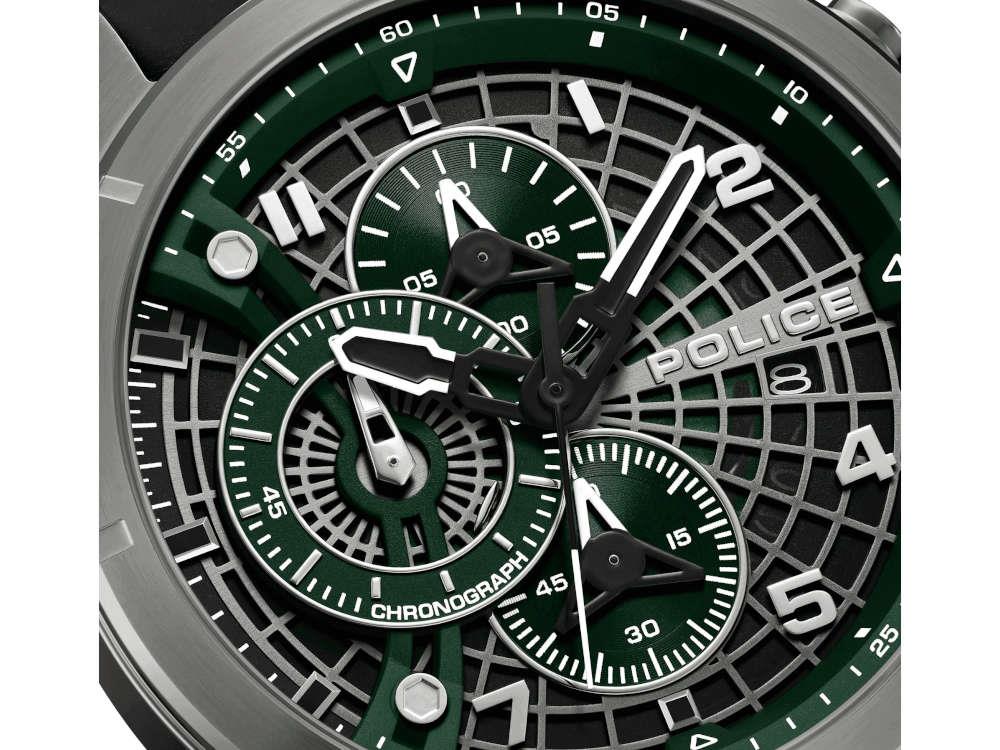 Reloj de Cuarzo Police Cipher, PVD Gun Metal, 45 mm, Verde, PEFGO0000101