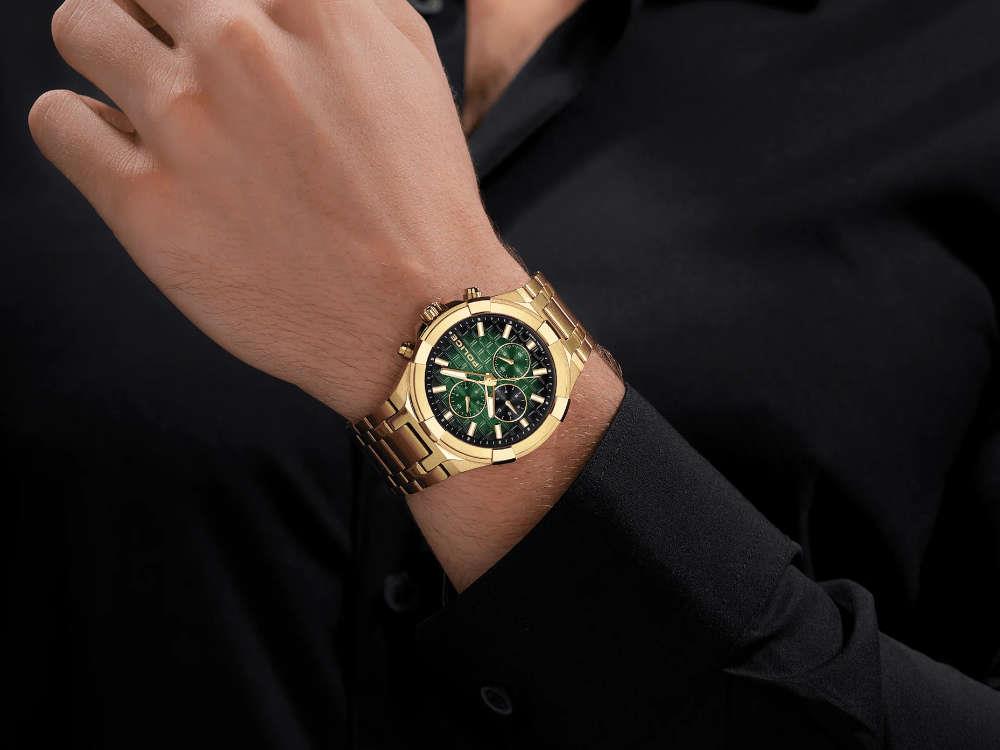 Reloj de Cuarzo Police Guardian, PVD Oro, 42 mm, Verde, PEWGK0082003