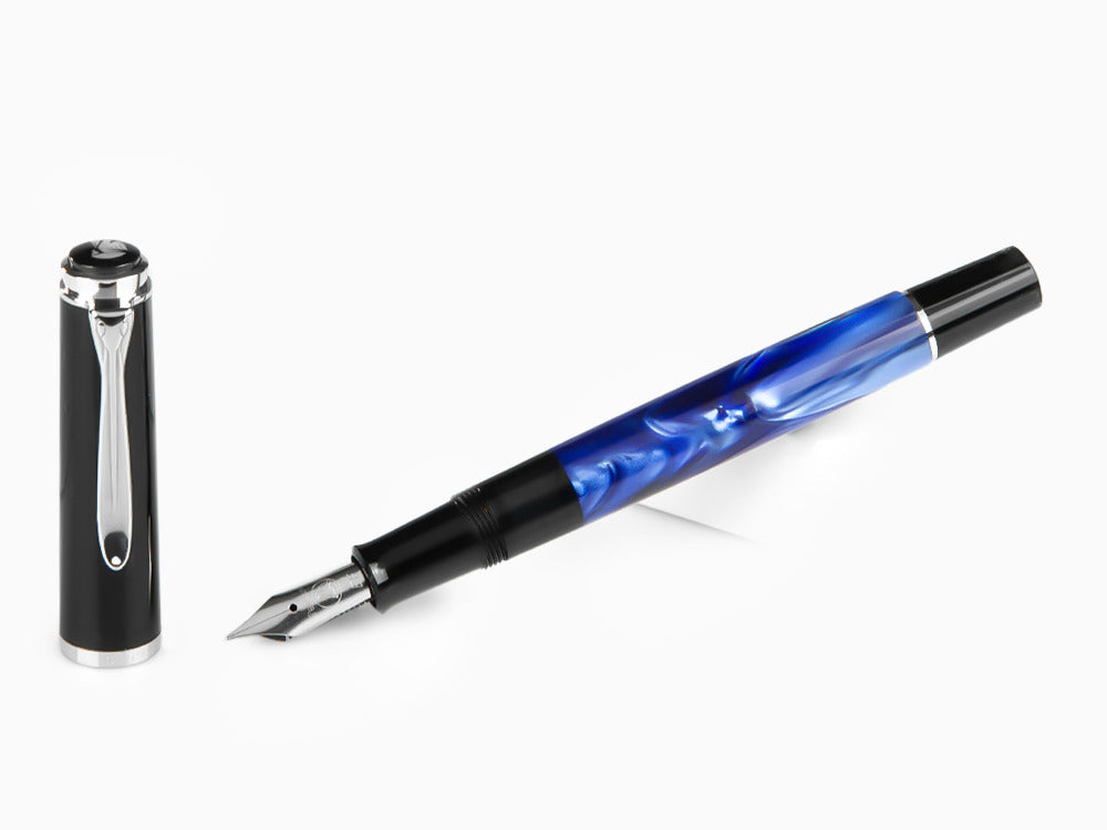 Estilográfica Pelikan Classic M205, Mármol Azul, Cromo, 801973