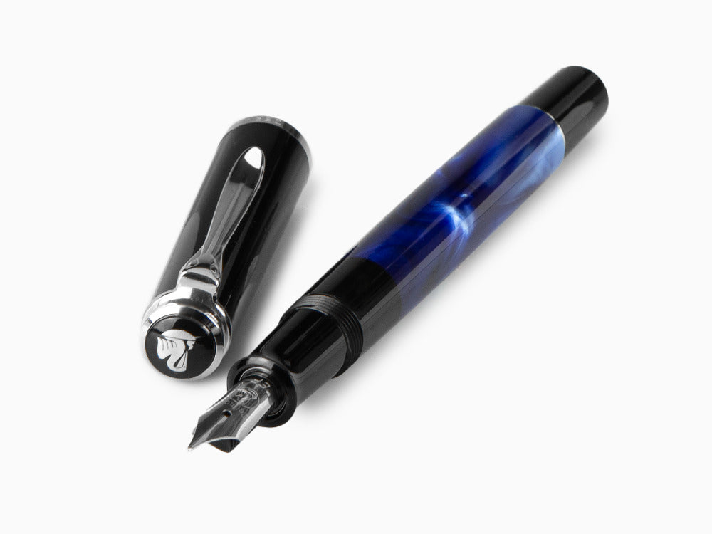 Estilográfica Pelikan Classic M205, Mármol Azul, Cromo, 801973