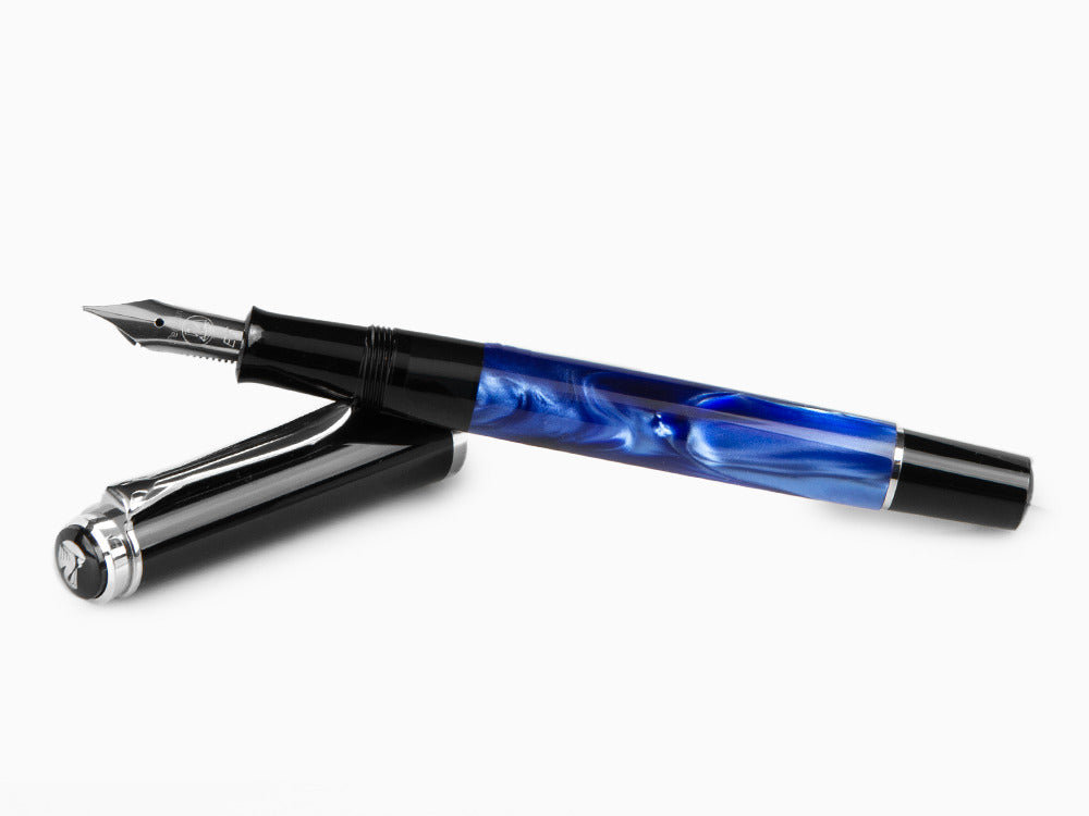 Estilográfica Pelikan Classic M205, Mármol Azul, Cromo, 801973