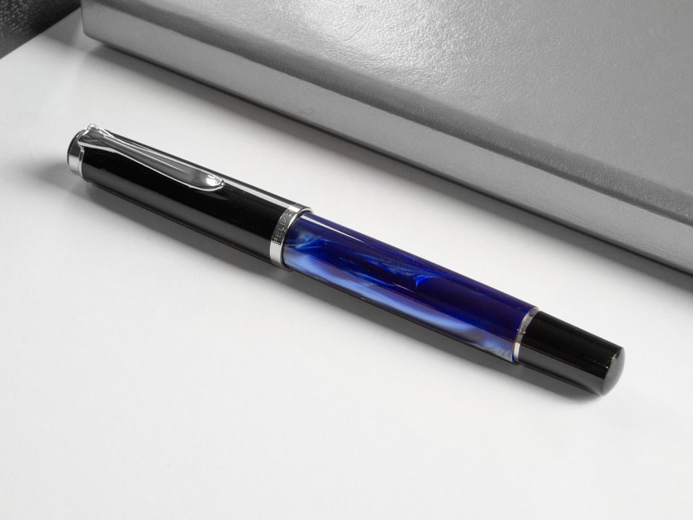 Estilográfica Pelikan Classic M205, Mármol Azul, Cromo, 801973
