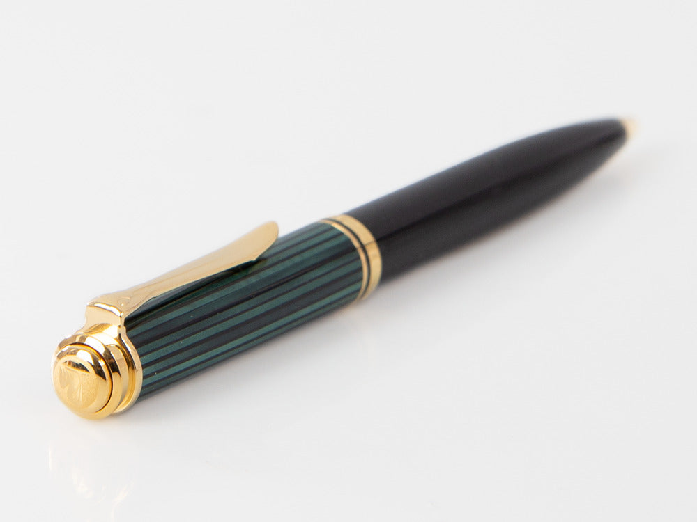 Bolígrafo Pelikan K600, Negro y verde, Adornos en oro, 980086